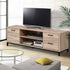 TV Cabinet Entertainment Unit Stand Industrial Wooden Metal Frame 132cm Oak Colour